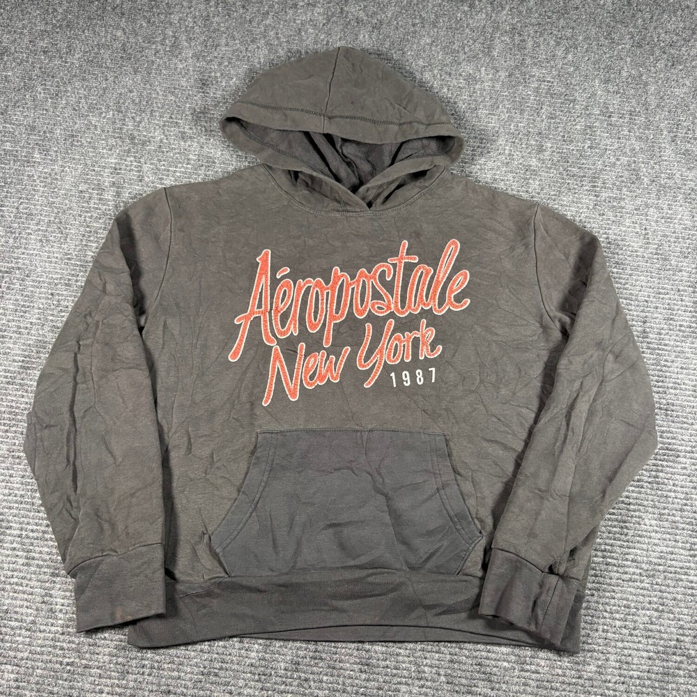 Aeropostale Hoodie Women Large Black Good Y2K Graphic Logo Pullover Sweatshirt